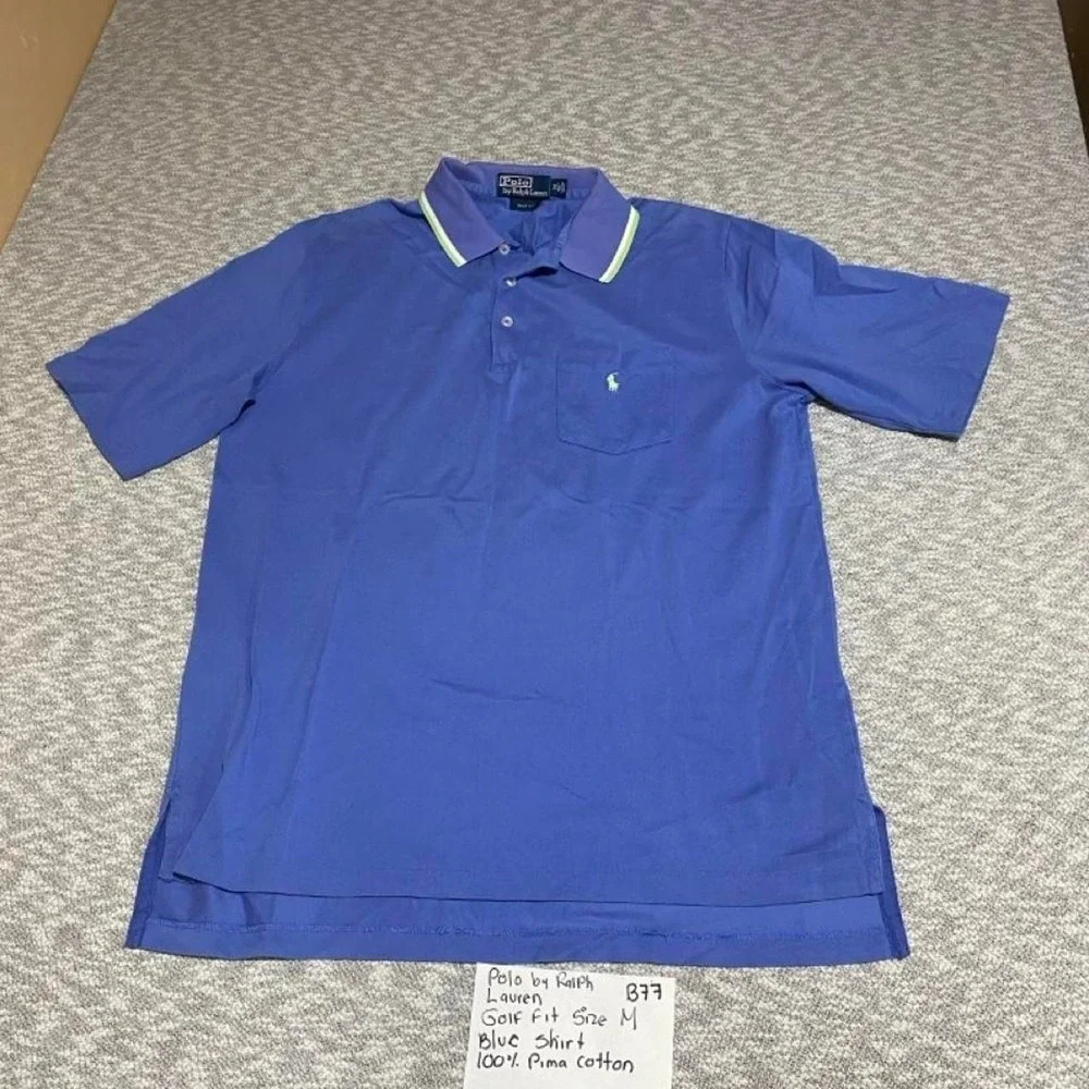 Polo Ralph Lauren Golf Fit Blue Pima Cotton Polo Shirt Men M. SKU-B77